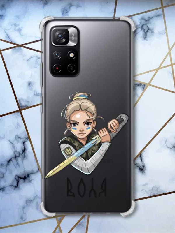 Чохол з потовщеними кутами на Xiaomi Redmi Note 11 5G Українська захисниця (принт 170)