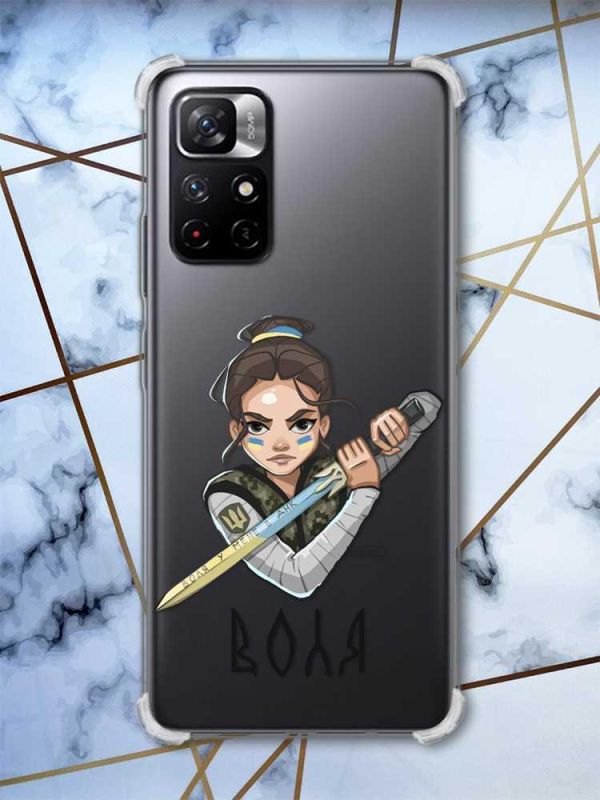 Чохол з потовщеними кутами на Xiaomi Redmi Note 11 5G Українська захисниця (принт 169)