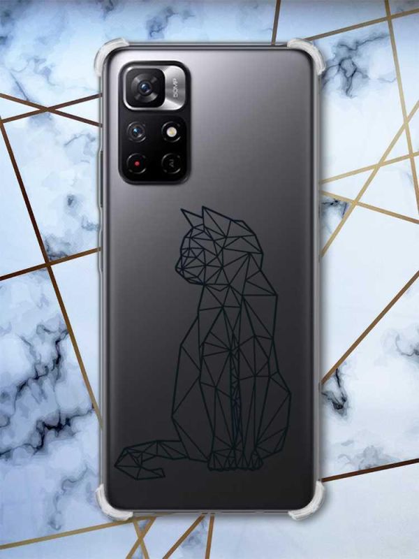 Чохол з потовщеними кутами на Xiaomi Redmi Note 11 5G Котик принт 124