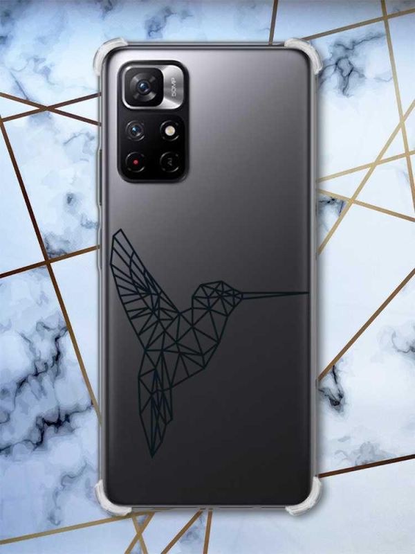 Чохол з потовщеними кутами на Xiaomi Redmi Note 11 5G Колібрі принт 122