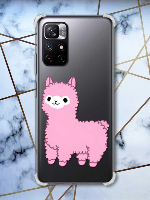 Чохол з потовщеними кутами на Xiaomi Redmi Note 11 5G :: Лама рожева (принт 100)
