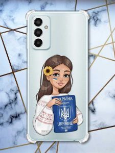 Чохол із потовщеними кутами на Samsung Galaxy M13 4G Дівчина з паспортом (принт 12)