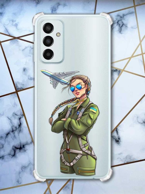 Чохол із потовщеними кутами на Samsung Galaxy M13 4G Дівчина-пілот (патріотичний принт 6)