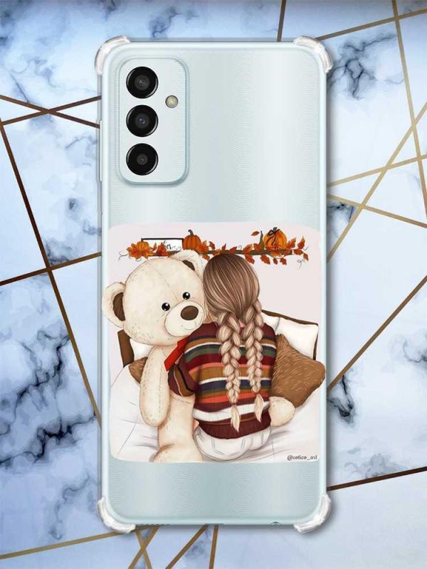 Чохол із потовщеними кутами на Samsung Galaxy M13 4G Дівчинка з ведмедиком (принт 117)