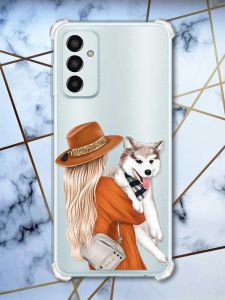 Чохол із потовщеними кутами на Samsung Galaxy M13 4G Дівчина з песиком (принт 115)