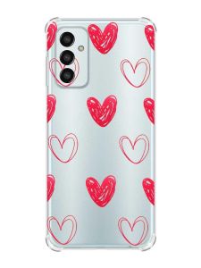 Чохол із потовщеними кутами на Samsung Galaxy M13 4G Сердечка червоні (принт 77)