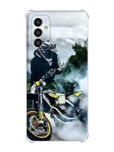 Чохол із потовщеними кутами на Samsung Galaxy M13 4G рельєфний дизайн Мото драйв принт 68