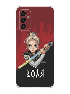 Чохол із потовщеними кутами на Samsung Galaxy M13 4G патріотичний дизайн Українська захисниця принт 171