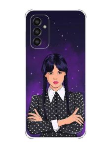 Чохол із потовщеними кутами на Samsung Galaxy M13 4G Дівчина з косичками. Венздей (принт 208)