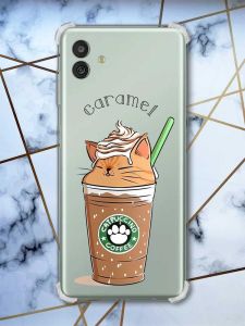 Чохол з потовщеними кутами на Samsung Galaxy M13 5G дизайн Капучіно котик принт 97