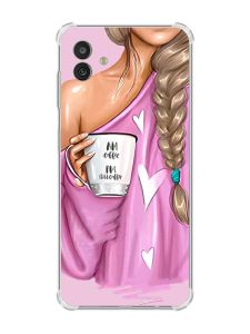 Чохол з потовщеними кутами на Samsung Galaxy M13 5G рельєфний дизайн Дівчина з кавою принт 58