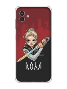 Чохол з потовщеними кутами на Samsung Galaxy M13 5G патріотичний дизайн Українська захисниця принт 171