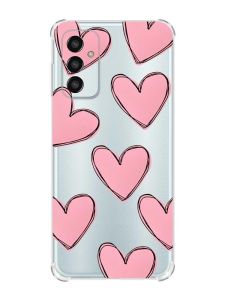 Чохол із потовщеними кутами на Samsung Galaxy M13 4G Сердечка рожеві (принт 78)