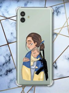 Чохол з потовщеними кутами на Samsung Galaxy M13 5G патріотичний дизайн Дівчина з автоматом принт 20