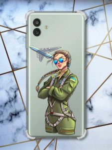 Чохол з потовщеними кутами на Samsung Galaxy M13 5G Дівчина-пілот (патріотичний принт 6)