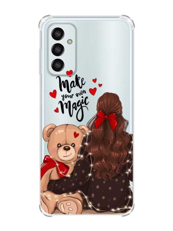 Чохол із потовщеними кутами на Samsung Galaxy M13 4G Дівчина з ведмедиком (принт 188)