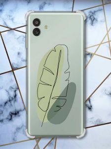 Чохол з потовщеними кутами на Samsung Galaxy M13 5G рельєфний дизайн Листочок принт 65