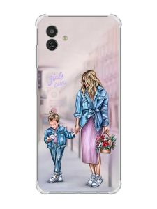 Чохол з потовщеними кутами на Samsung Galaxy M13 5G рельєфний дизайн Мама і донька принт 56