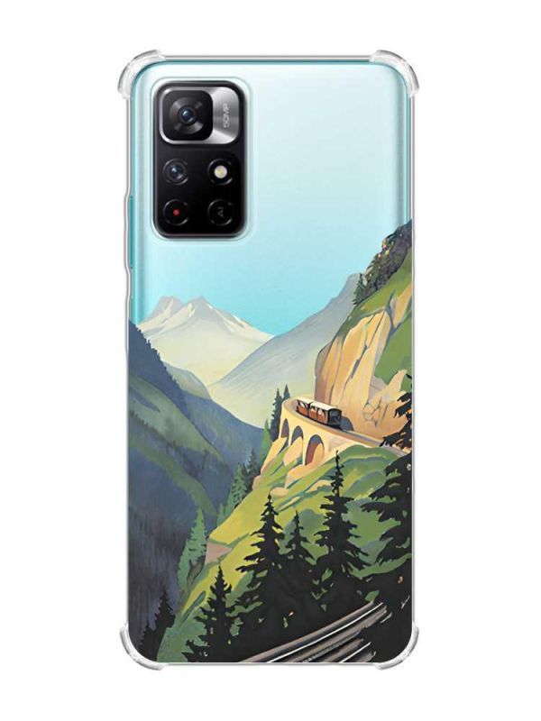 Чохол з потовщеними кутами на Xiaomi Redmi Note 11 4G рельєфний дизайн Гори принт 87
