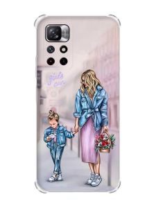 Чохол з потовщеними кутами на Xiaomi Redmi Note 11 4G рельєфний дизайн Мама і донька принт 56