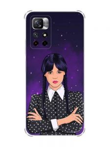 Чохол з потовщеними кутами на Xiaomi Redmi Note 11 4G Дівчина з косичками. Венздей (принт 208)