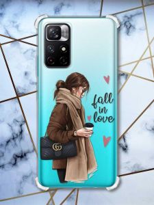 Чохол з потовщеними кутами на Xiaomi Redmi Note 11 4G дизайн Дівчина з кавою принт 112