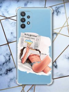 Чохол з потовщеними кутами на Samsung Galaxy A32 Дівчина з газетою (принт 31)