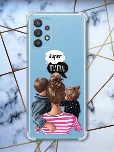 Чохол з потовщеними кутами на Samsung Galaxy A32 рельєфний дизайн Супер Мама принт 29