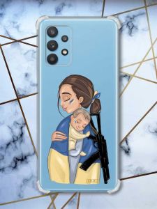 Чохол з потовщеними кутами на Samsung Galaxy A32 патріотичний дизайн Дівчина з автоматом принт 20