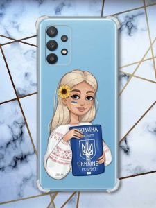 Чохол з потовщеними кутами на Samsung Galaxy A32 Дівчина з паспортом (принт 13)