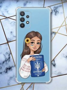 Чохол з потовщеними кутами на Samsung Galaxy A32 Дівчина з паспортом (принт 12)