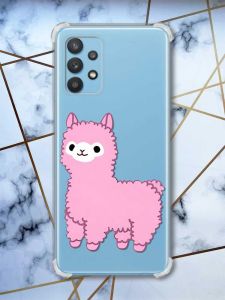 Чохол з потовщеними кутами на Samsung Galaxy A32 Лама рожева (принт 100)