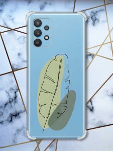 Чохол з потовщеними кутами на Samsung Galaxy A32 рельєфний дизайн Листочок принт 65