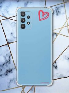 Чохол з потовщеними кутами на Samsung Galaxy A32 рельєфний дизайн Сердечко червоне принт 46