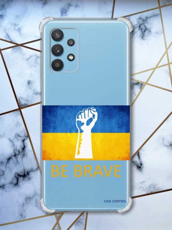Чохол з потовщеними кутами на Samsung Galaxy A32 патріотичний дизайн Мужність Україна принт 42