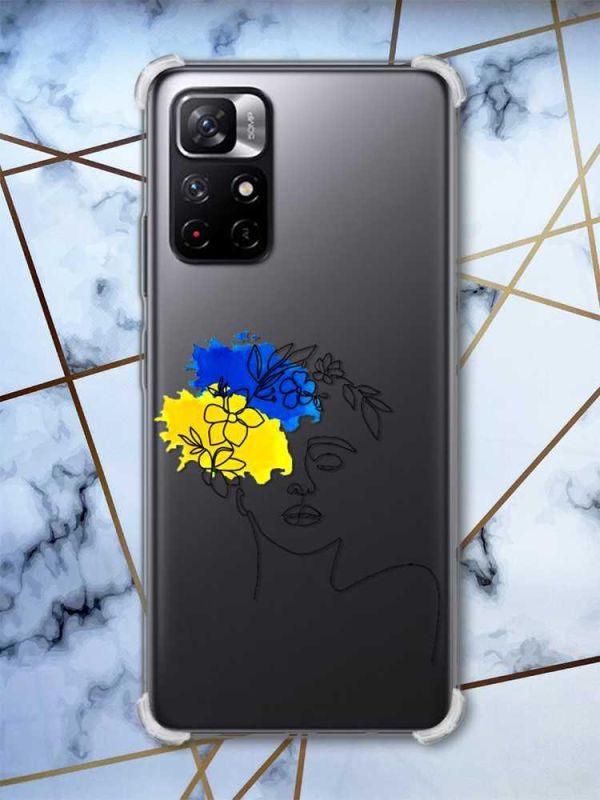 Чохол з потовщеними кутами на Xiaomi Redmi Note 11 5G патріотичний дизайн Українка Арт принт: 3