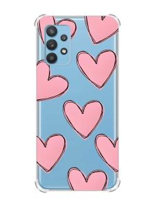 Чохол з потовщеними кутами на Samsung Galaxy A32 Сердечка рожеві (принт: 78)
