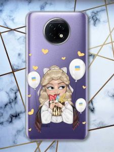 Прозорий чохол на Xiaomi Redmi Note 9T/Redmi Note 9 5G Українка з солодощами (принт: 175)