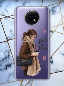 Прозорий чохол на Xiaomi Redmi Note 9T/Redmi Note 9 5G дизайн Дівчина з кавою принт: 112