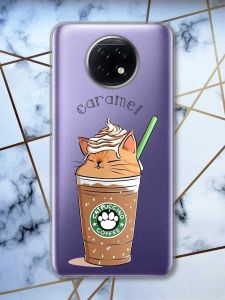 Прозорий чохол на Xiaomi Redmi Note 9T/Redmi Note 9 5G дизайн Капучіно котик принт: 97