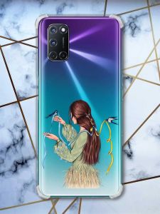 Прозорий чохол з малюнком на Oppo A52/A72/A92 Дівчина з ластівками (принт: 16)