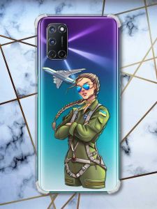 Чохол з потовщеними кутами з малюнком на Oppo A52/A72/A92 Дівчина-пілот (патріотичний принт 6)