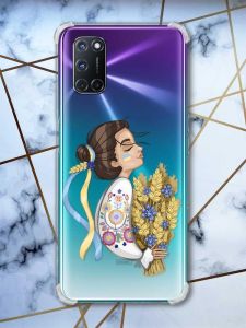 Прозорий чохол з малюнком на Oppo A52/A72/A92 Українка з колосками (принт: 172)