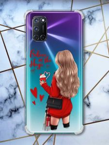 Прозорий чохол з малюнком на Oppo A52/A72/A92 Дівчина з кавою (принт: 137)