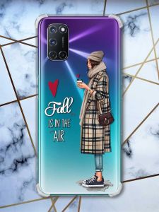 Прозорий чохол з малюнком на Oppo A52/A72/A92 Дівчина з кавою (принт:: 59)