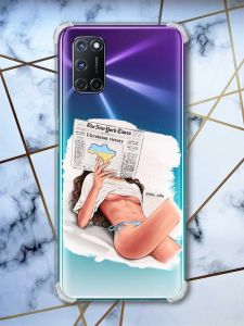 Прозорий чохол з малюнком на Oppo A52/A72/A92 Дівчина з газетою (принт:: 31)