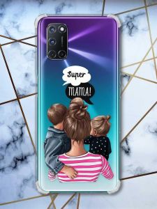 Прозорий чохол з малюнком на Oppo A52/A72/A92 рельєфний дизайн Супер Мама принт:: 29