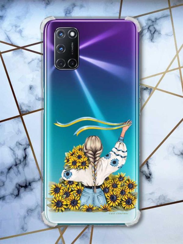 Прозорий чохол з малюнком на Oppo A52/A72/A92 Дівчина зі стрічкою (принт:: 25)