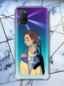 Прозорий чохол з малюнком на Oppo A52/A72/A92 патріотичний дизайн Дівчина з автоматом принт:: 20