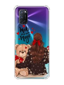 Прозорий чохол з малюнком на Oppo A52/A72/A92 Дівчина з ведмедиком (принт: 188)
